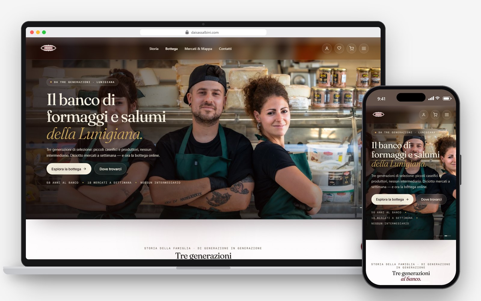 Sito Dai Sassalbini su desktop e iPhone