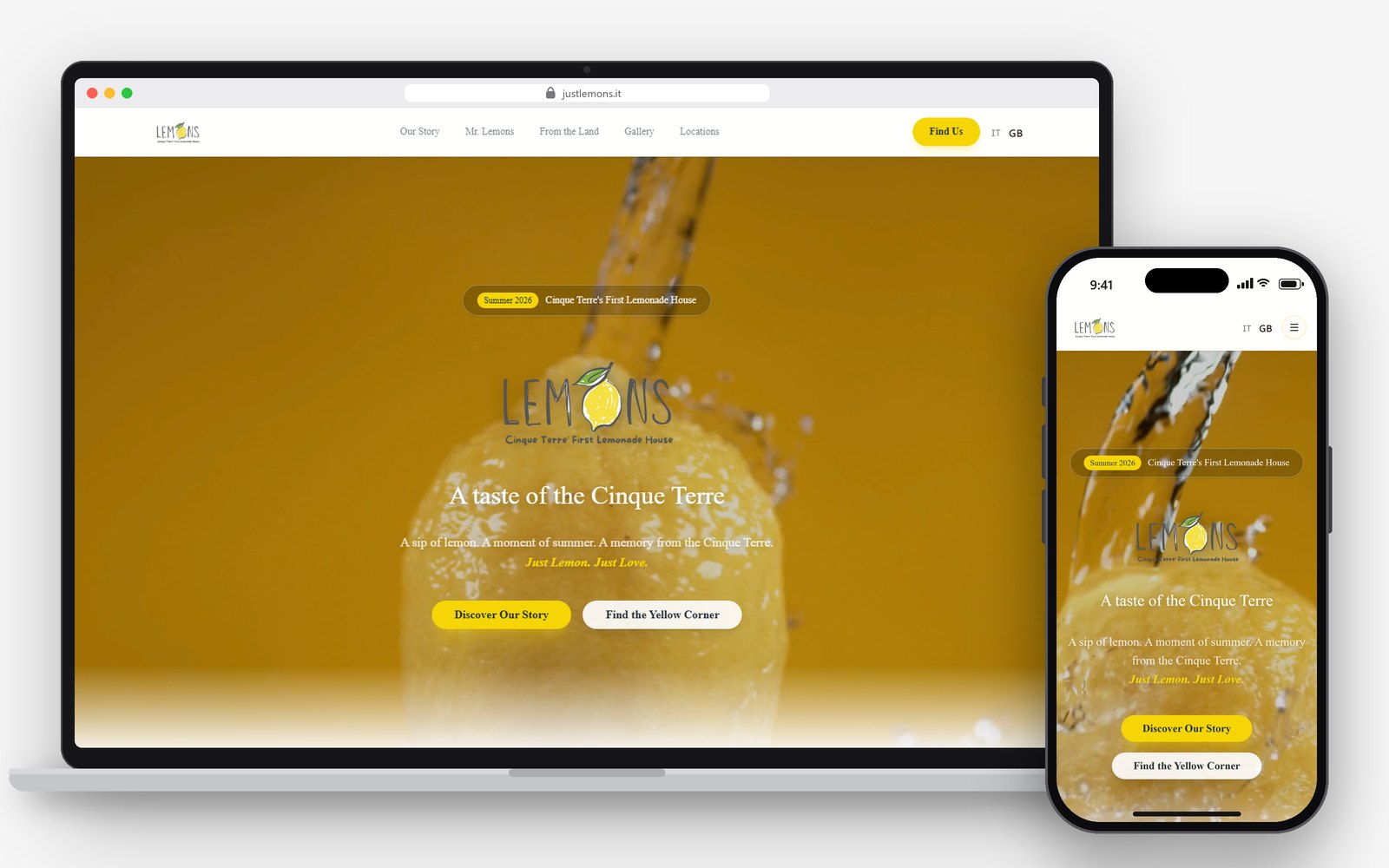 Sito Lemons Cinque Terre su desktop e iPhone