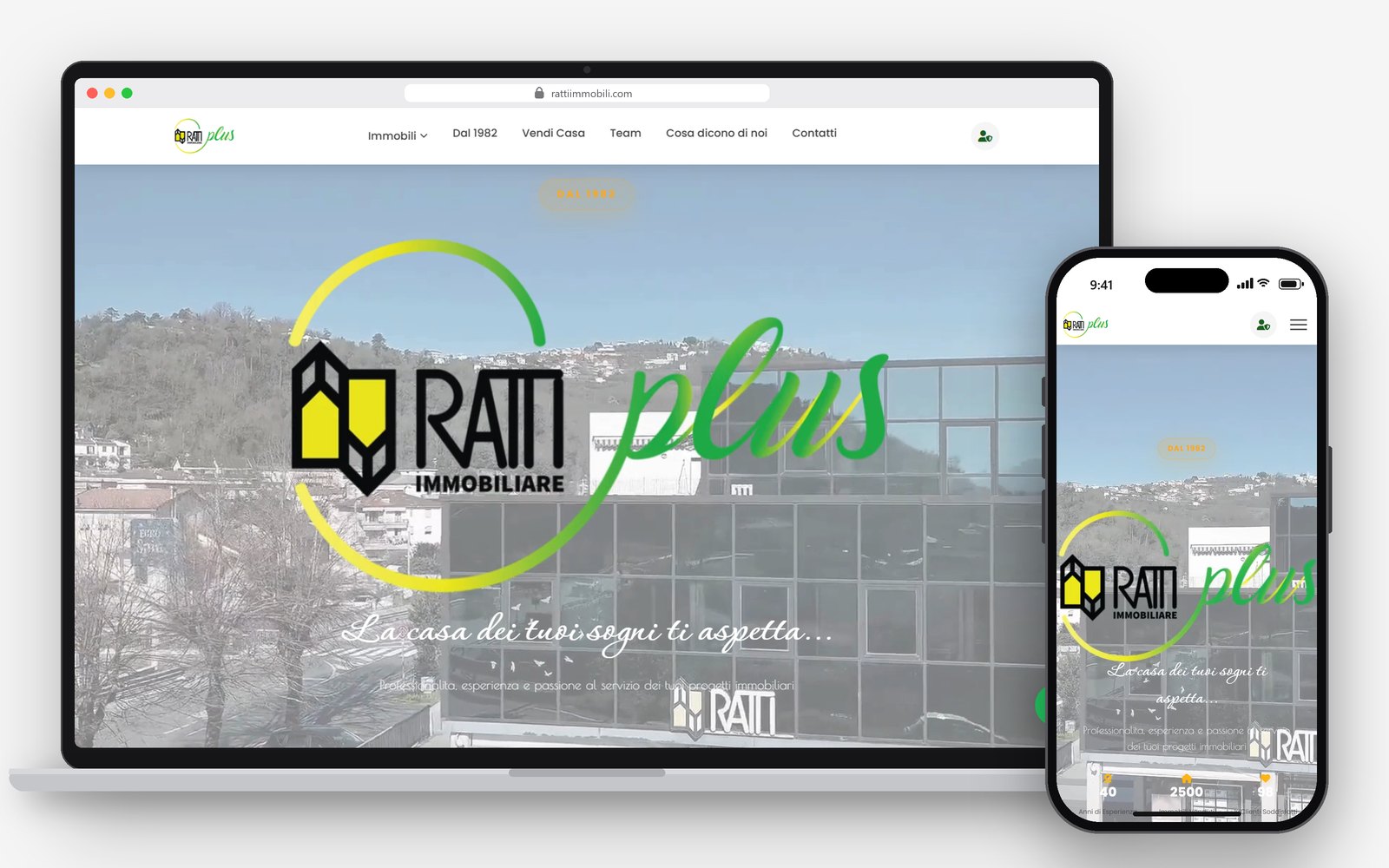 Sito Ratti Immobiliare Plus su desktop e iPhone