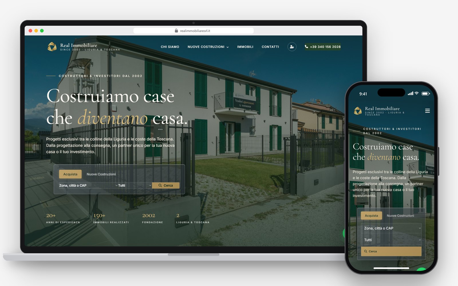 Sito Real Immobiliare su desktop e iPhone